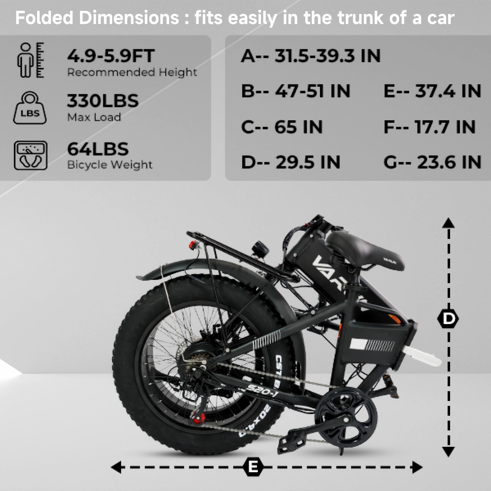 VARUN 20Folding Electric Bike for Adults,Ebike with 750W Peak Motor,48V 624Wh Removable Battery,25 mph,up to 62 miles Range,7-Speed Gears,LCD Display Electric Bikes