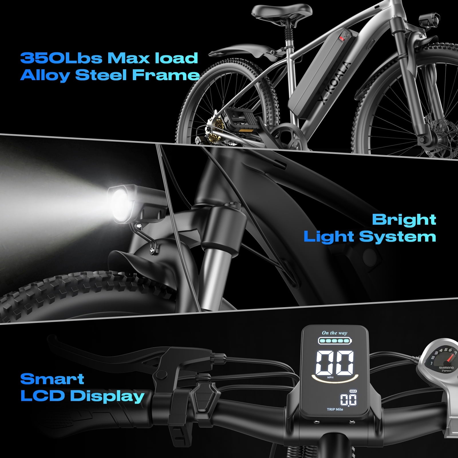 Electric Bike for Adults,1200W Peak Ebike, 50Miles 25MPH Commuting Electric Mountain Bike, 26 Adult Electric Bicycle with Removable Battery, 21 Speed,UL All Terrain E-Bike (Silver-55 Miles) Electric Bikes