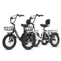 2 Pack Black+White ESKUTE E Trike Electric Bike, Peak 1200W Brushless Motor Folding Trike 18X3.0 Fat Tire Ebike, 499Wh Removable Battery,Step-Thru 3-Wheel E-Bike,48V 13AH 18MPH+Tricycle for Adults Electric Bikes