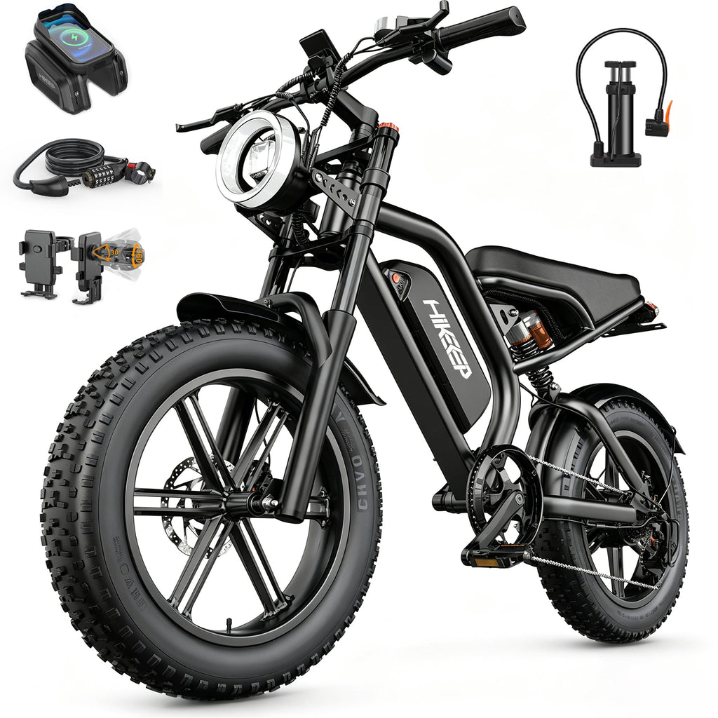 20x4.0 Fat Tire Adult Off-Road Mountain E-Bike, 1500W Peak Motor, Full Suspension, UL2849 Certified, 48V 15Ah Removable Battery Electric Bikes