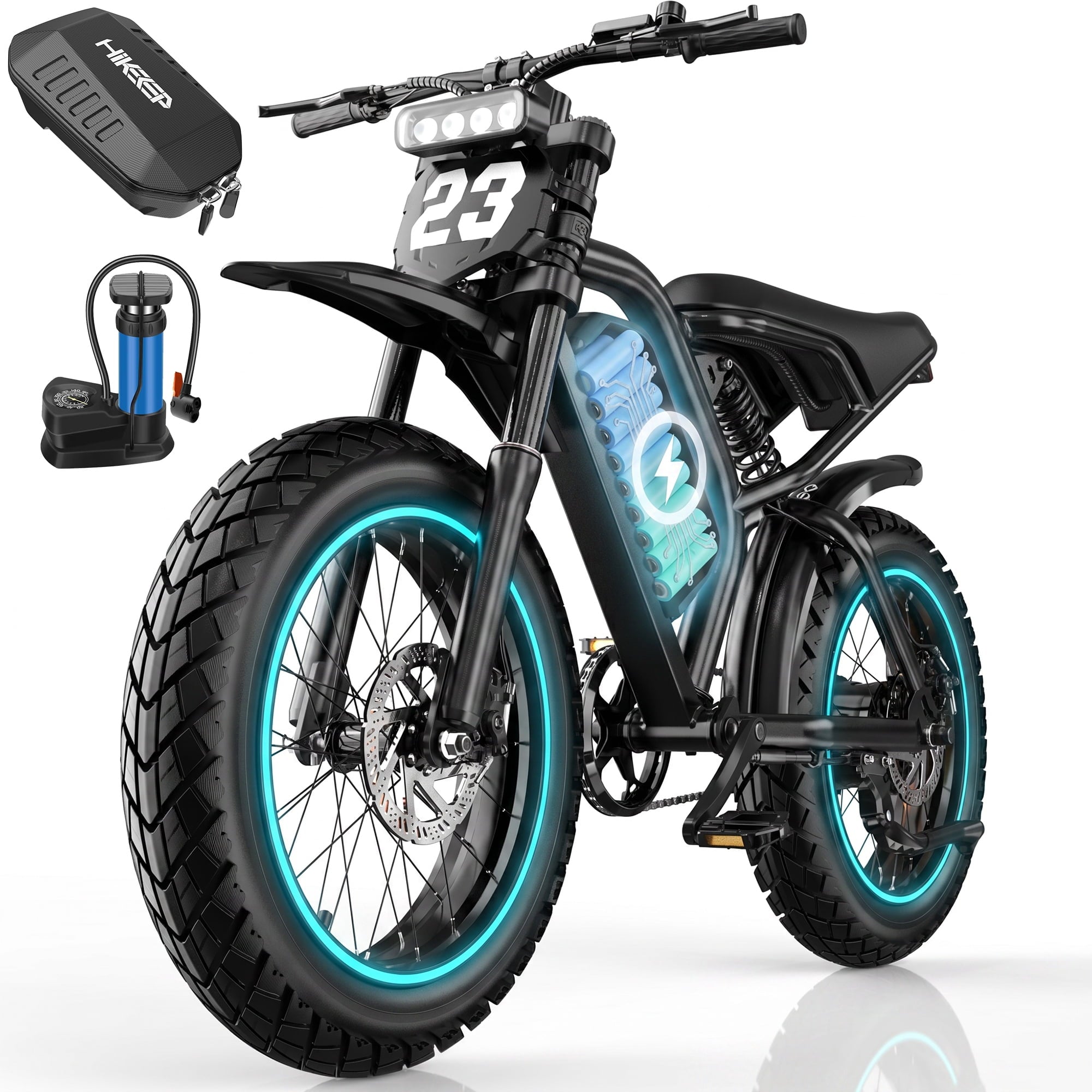 20 Fat Tire Electric Bike for Adults, 750W 1500W Peak Motor Dirt Bike, 48V 17.5Ah E-Bike, Full Suspension, Max 32MPH, UL 2849 Electric Bikes