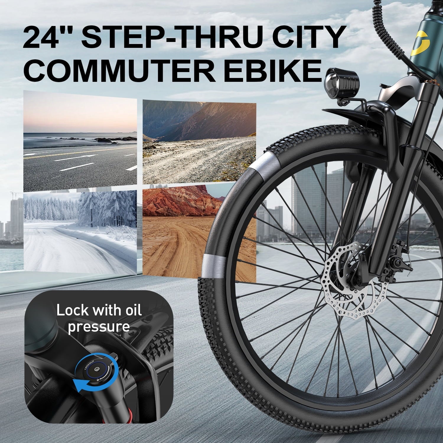 Aairsk GT300 24 Electric Bicycles for Adults,400W Motor,22MPH,36V 10AH Battery,7-Speed,40 Miles Range,UL2849 Electric Bikes