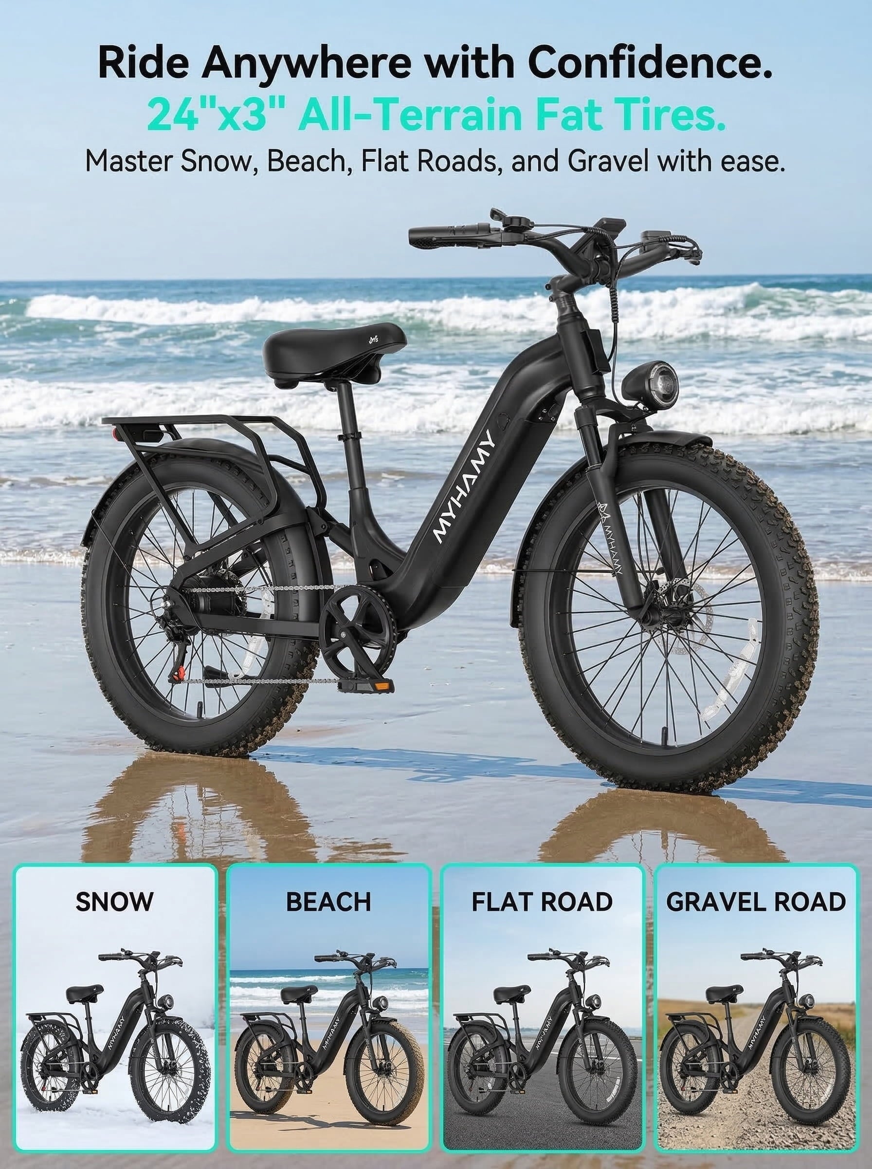 2000W Peak Power Electric Fat Tire Bike for Adults - 28MPH, 48V 18Ah (35-85 Miles), 24x3 All-Terrain Ebike Electirc Bicycle with Front+Back Suspension & 11 Comfort Seat - Conquer Snow, Sand Electric Bikes