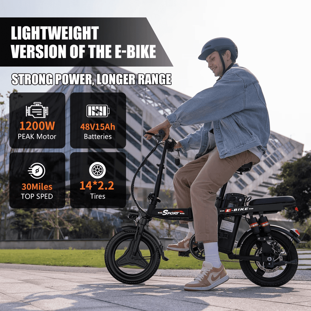 Pikabike Folding E-Mountain Bike for Adults, 14 Tires, 1200W Peak Motor, 30MPH, 48V 15Ah Battery, UL2849 Certified Lightweight off-road E-Bike Electric Bikes