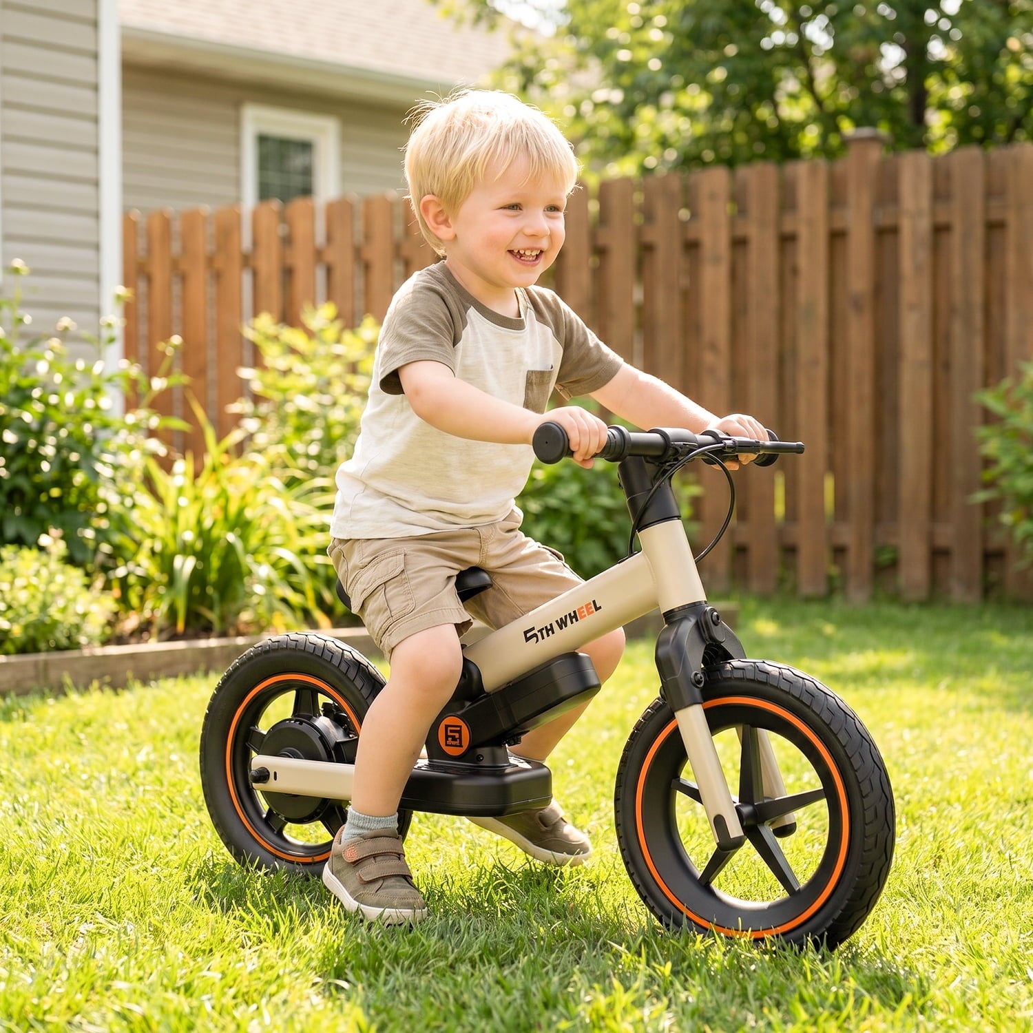 5TH WHEEL DP-T12 / KB09 Electric Bike for Kids, 150W Electric Balance Bike Ages 3-8 Years Old, 12 Pneumatic Tire with Dual Brake, 3 Speed Modes Kid Electric Motorcycle,Yellow Electric Bikes