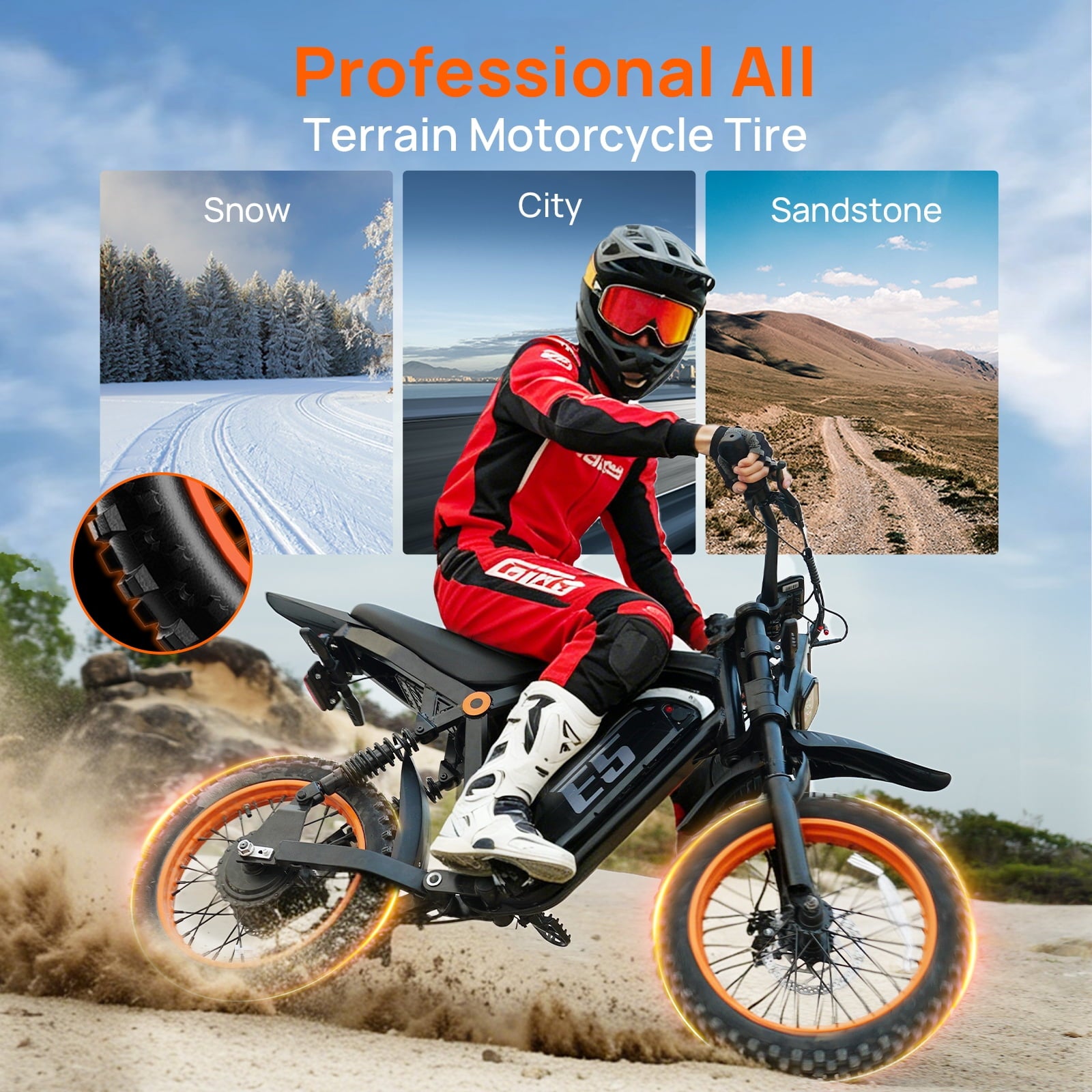 TieTie Electric Dirt Bike for Adults & Teens, 1500W Peak Motor, 32MPH 48V 20Ah Battery, Off-Road Fat Tire Electric Motorcycle, UL2849 Electric Bikes