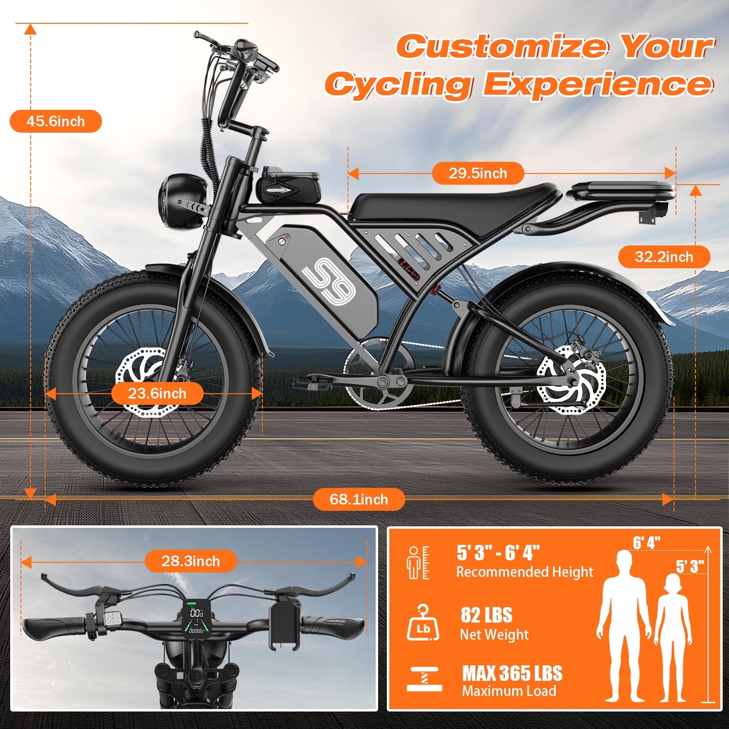 ASKGO 48V 20Ah Electric Bike for Adults, 2200W Peak 750W Fat Tire Off-Road Ebike, 30MPH & 75 Miles, Cargo Ebike,NFC Unlock Electric Dirt Bike,UL2849 Electric Bikes