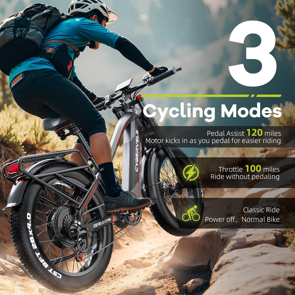 26x 4 Electric Bike,2000W Peak Motor,60V 50AH Removable Battery,Full Suspension Fat Tire E-Bike,Rear Rack, UL 2849 Electric Bikes