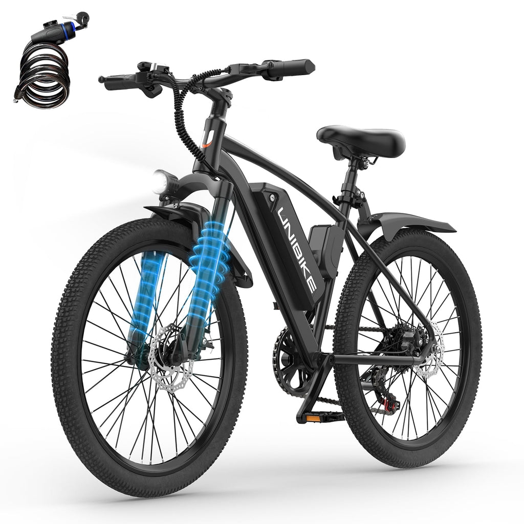 26 Adult Electric Bicycle E-Bike, 748W Motor up to 60 Mile Range, 22MPH Max Speed, 36V 10Ah Removable Battery, 7-Speed, Disc Brakes & NFC Unlock, Mountain E-Bike for Commuting Electric Bikes