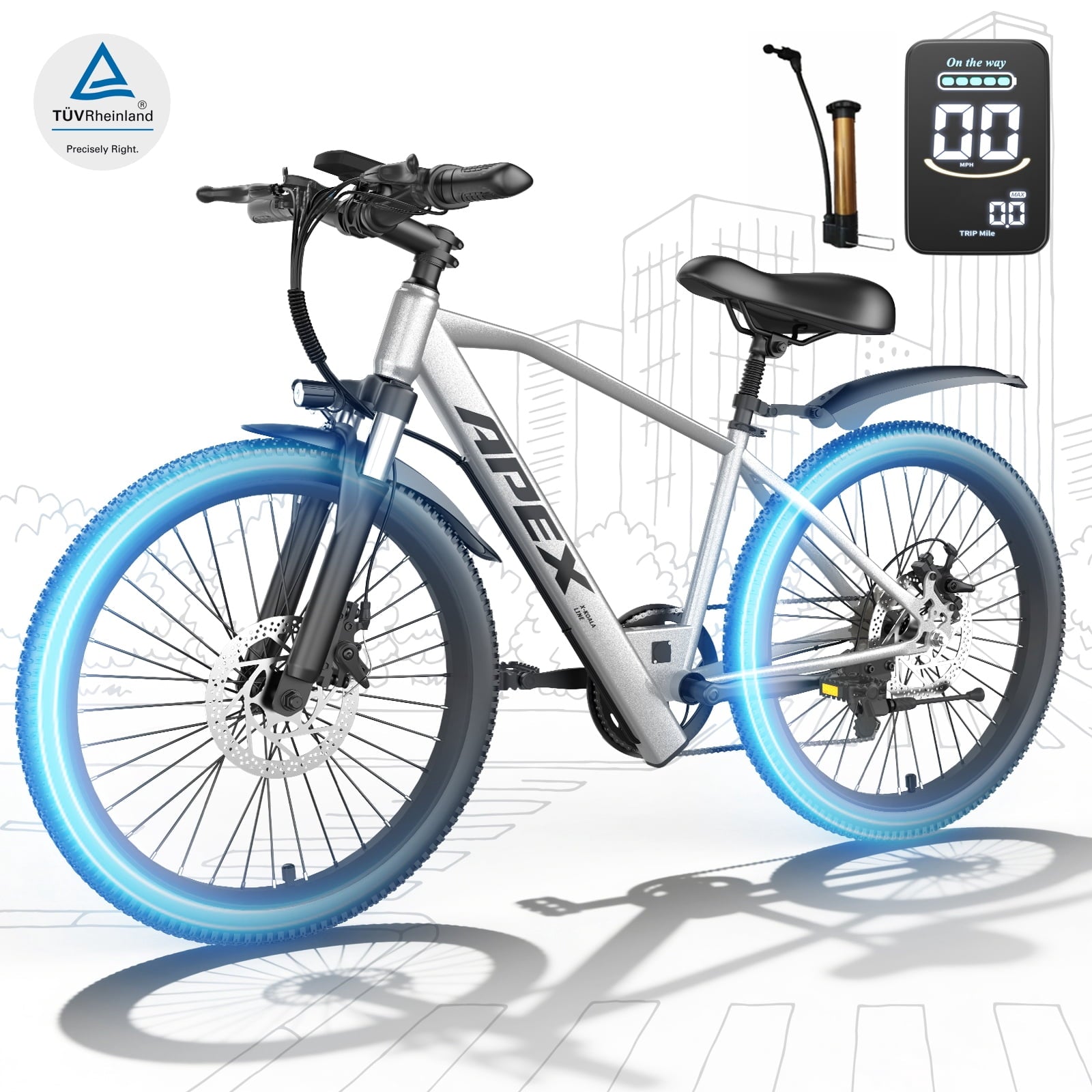 26 Electric Bike for Adults - 1200W Peak Motor, 28 MPH, 50 Mile Range, Removable 36V 13Ah Battery, 7-Speed, UL2849 Certified Commuter E-Bike Electric Bikes