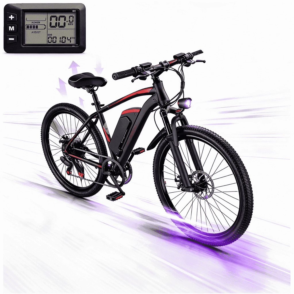 26 Electric Bike for Adults, 500W Peak Motor, 36V 12Ah Removable Waterproof Battery, 20 MPH, 30 Miles Range, 7-Speed Suitable for Mountain, Commuting, Shopping, or Trip, UL 2849 Electric Bikes
