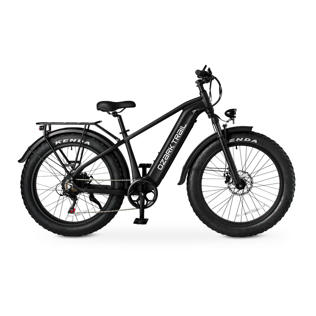 Ozark Trail 26 M.3 Ranger+ Electric Fat Tire Bike, 48V, Class 2, Black, Fits Riders 5'2 - 6'1, Adult, Unisex Electric Bikes