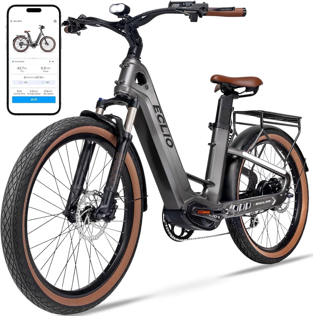 26 Carbon Fiber Electric Bike for Adults, 750W Motor 24MPH Lightweight Commuter E-Bike, 48V Dual Battery 128 Miles Long Range, 13+ Adult Electric Bicycle - Gray Electric Bikes