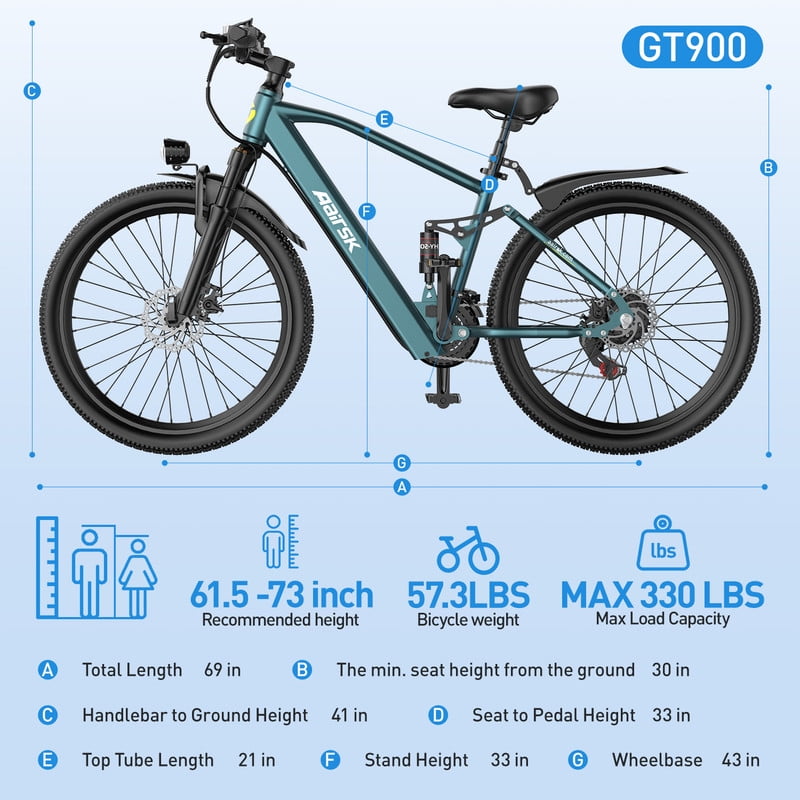 Aairsk 24''Electric Bike for Adults, 400W Motor Mountain Ebike, 36V 13AH, 40 Miles Long Range, UL2849 Electric Bikes