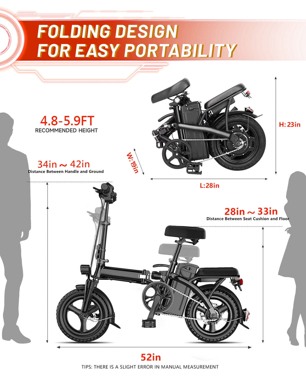 APYEAR 14 Folding Electric Bike 20 Miles, 500W Peak Electric Bicycle for Adults,  Ebike Speed of 15MPH, Suitable for Commuting? UL 2849 Electric Bikes