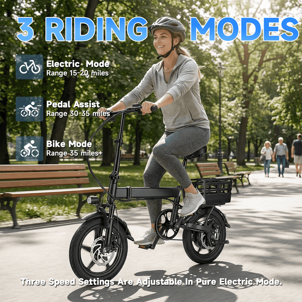 14 Folding Electric Bicycles with 500W Peak Motor,35 Miles 20MPH 432WH Integrated Battery ,Ebike for Adults with Basket,UL2849 Electric Bikes