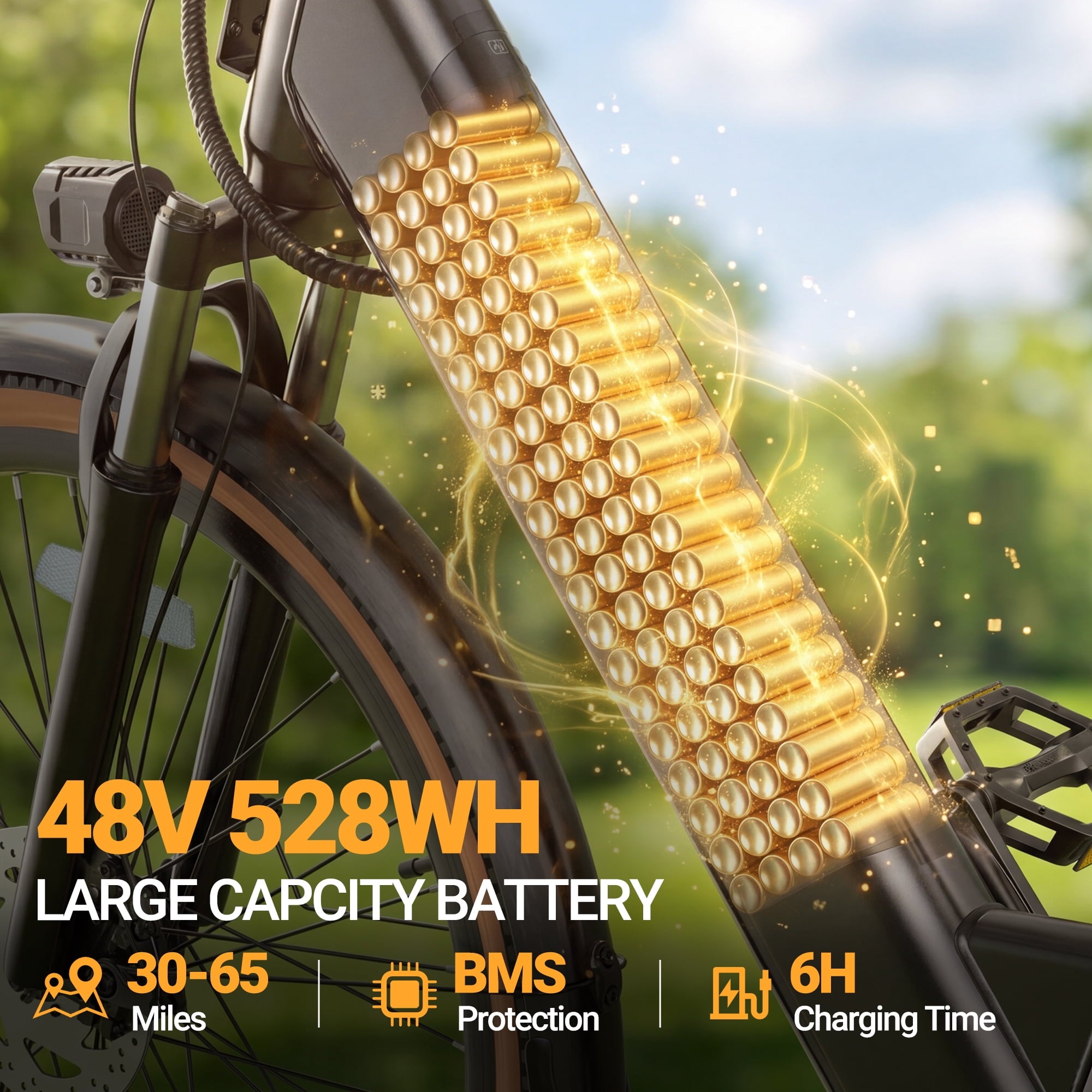 HQYEX HQ26 Electric Bike, 26 Inch Tire 1500W Powerful Brushless Motor Ebike, 48V 11AH Removable Rechargeable Battery, 7-Speed Gear Shift Electric Bicycle, Comfortable City Commuter E Bike for Adults Electric Bikes