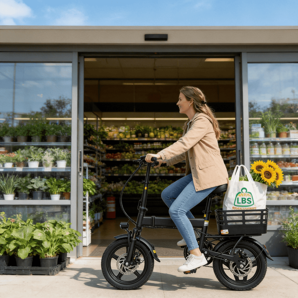 XLNEFNZ 14 Folding Electric Bike for Teens and Adults, 500W Peak Brushless Motor, 432Wh Hidden Anti-Theft Battery, 20MPH 35 Miles, Rear Basket Lightweight Ebike, UL2849 Electric Bikes