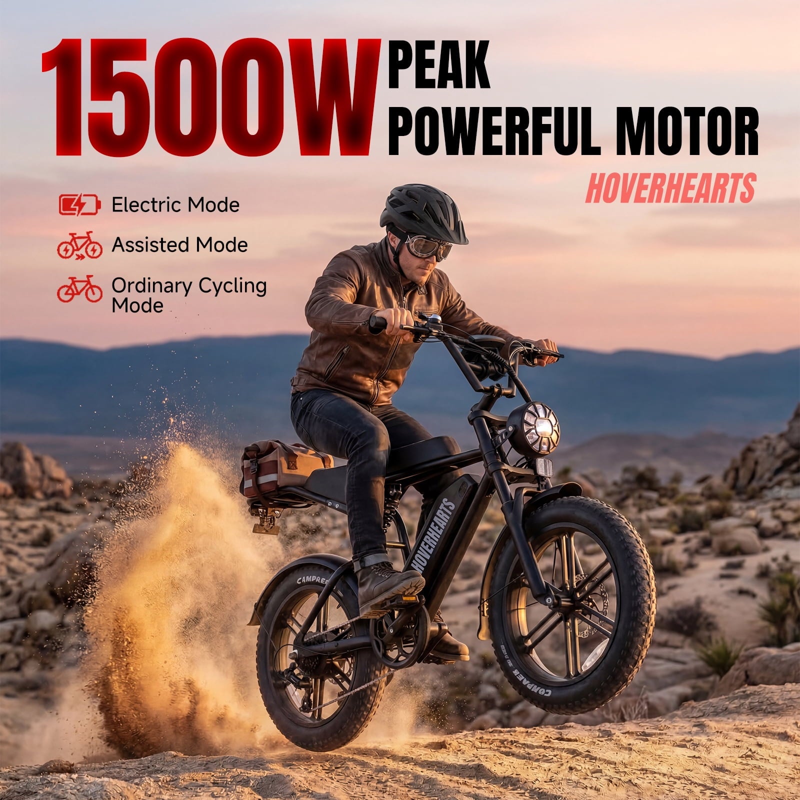 HOVER HEART 20 Fat Tire E-Bike 500W Electric Bicycle for Adults 48V 15Ah 28mph 7 Speed Hydraulic Brakes Retro Style Electric Bike with LCD Display Electric Bikes