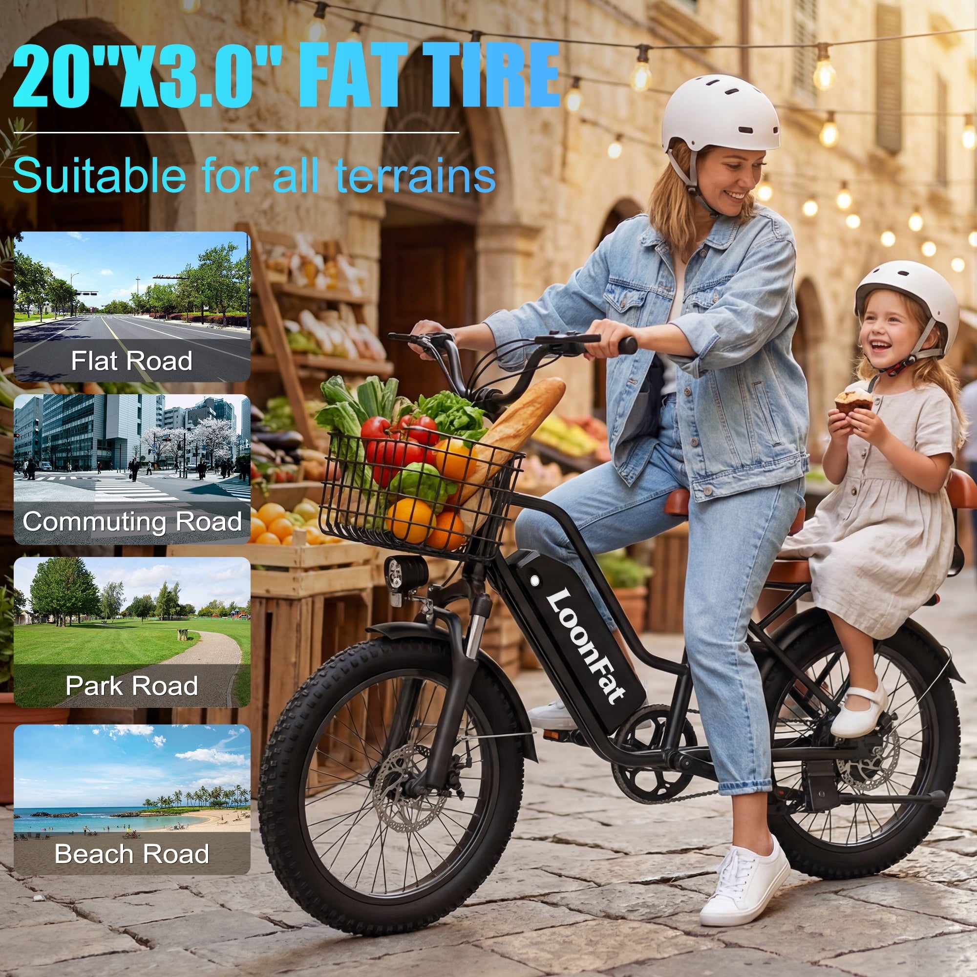 Loonfat Electric Bike for Women Men, 25MPH Peak 1000W Ebikes for Adults, 48V 15.6Ah Battery, 70 Miles Range, Step Through Commuter E-Bike, UL2849 Electric Bikes