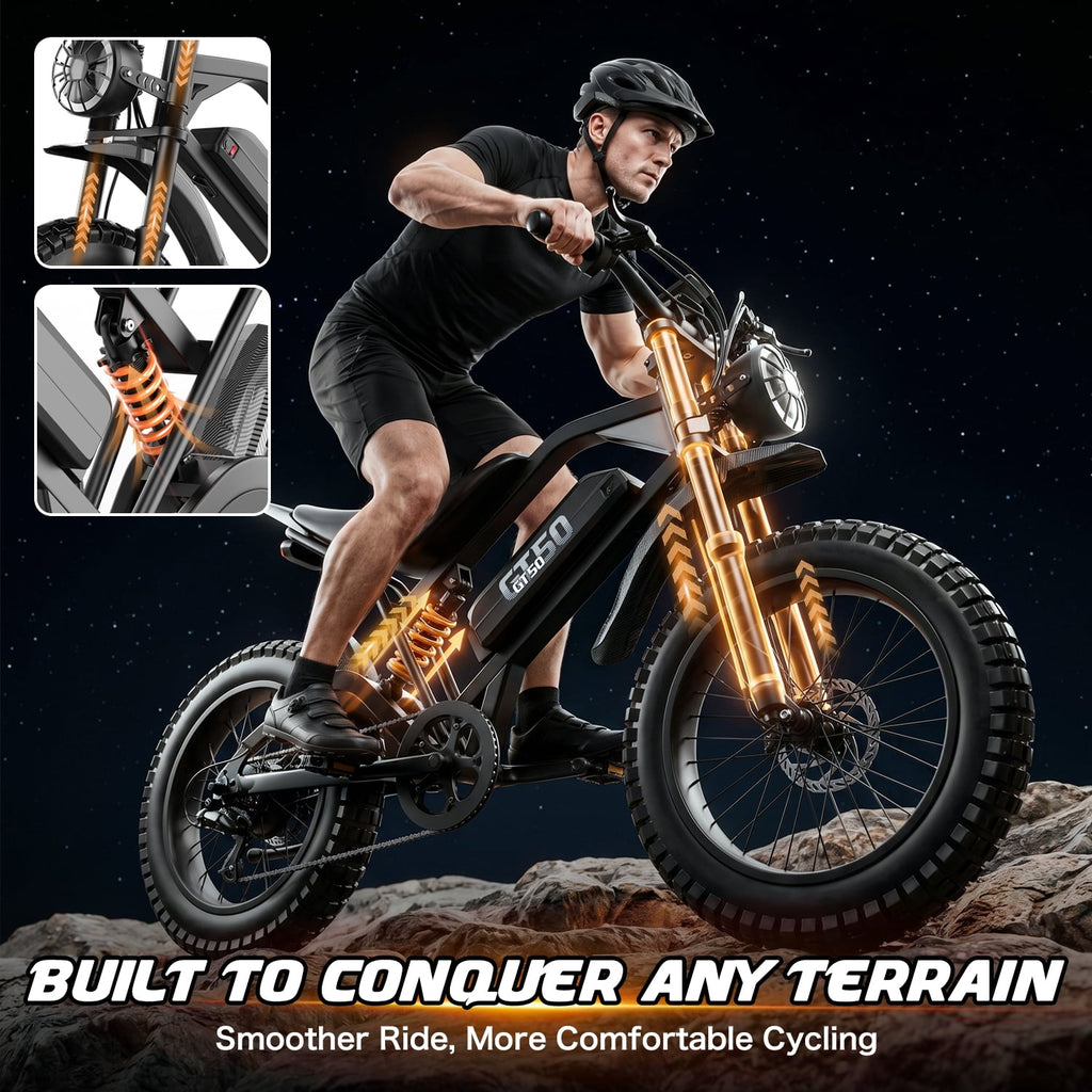 Adult Electric Bike 2500W Brushless Motor, 48V 25AH Long Range Battery, 26 Fat Tire E-Bike, 25MPH, 7-Speed, IPX5 Waterproof, Electric Bicycle for Mountain, Beach, Commute Electric Bikes