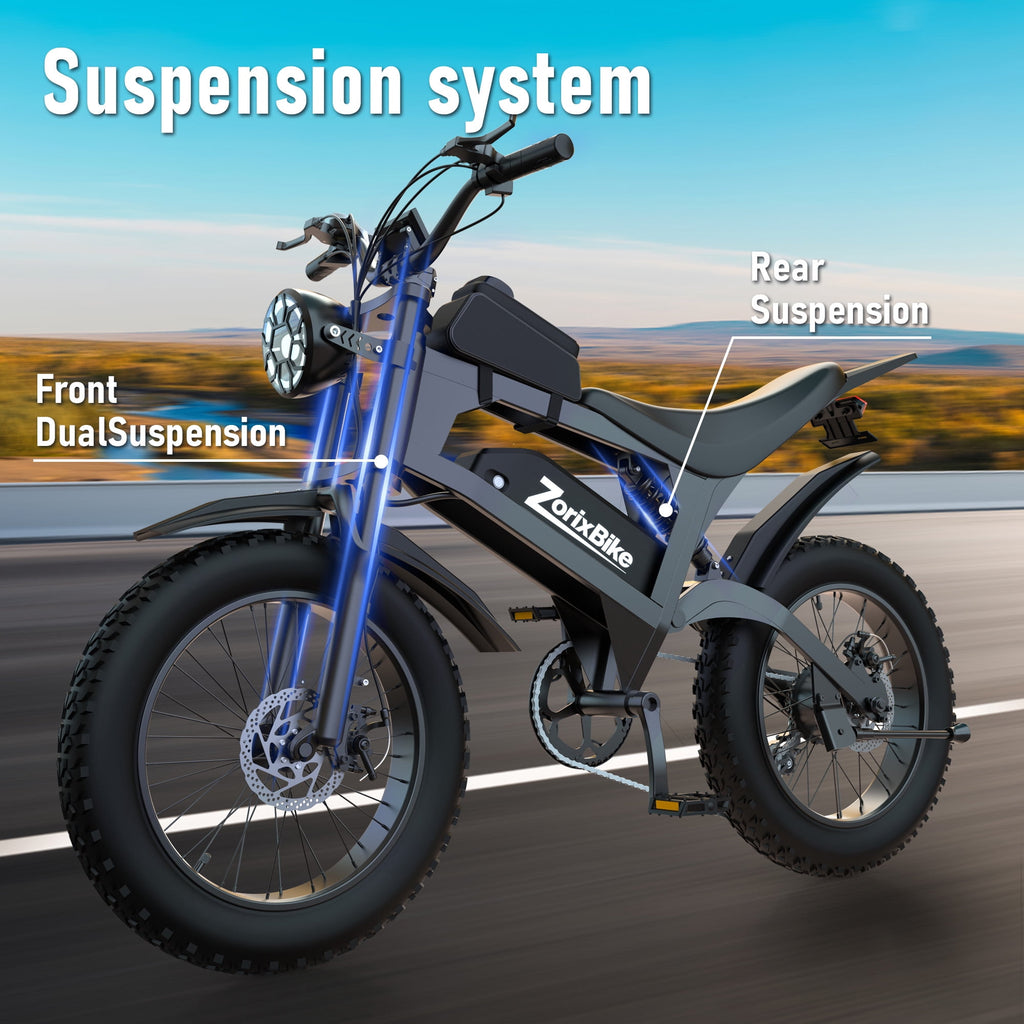 ZorixBike R8 Electric Bike for Adults, 1500W Brushless Motor Ebike, 20x 4 Fat Tire Electric Bicycle, 48V E Mountain Bike UL2849 Electric Bikes