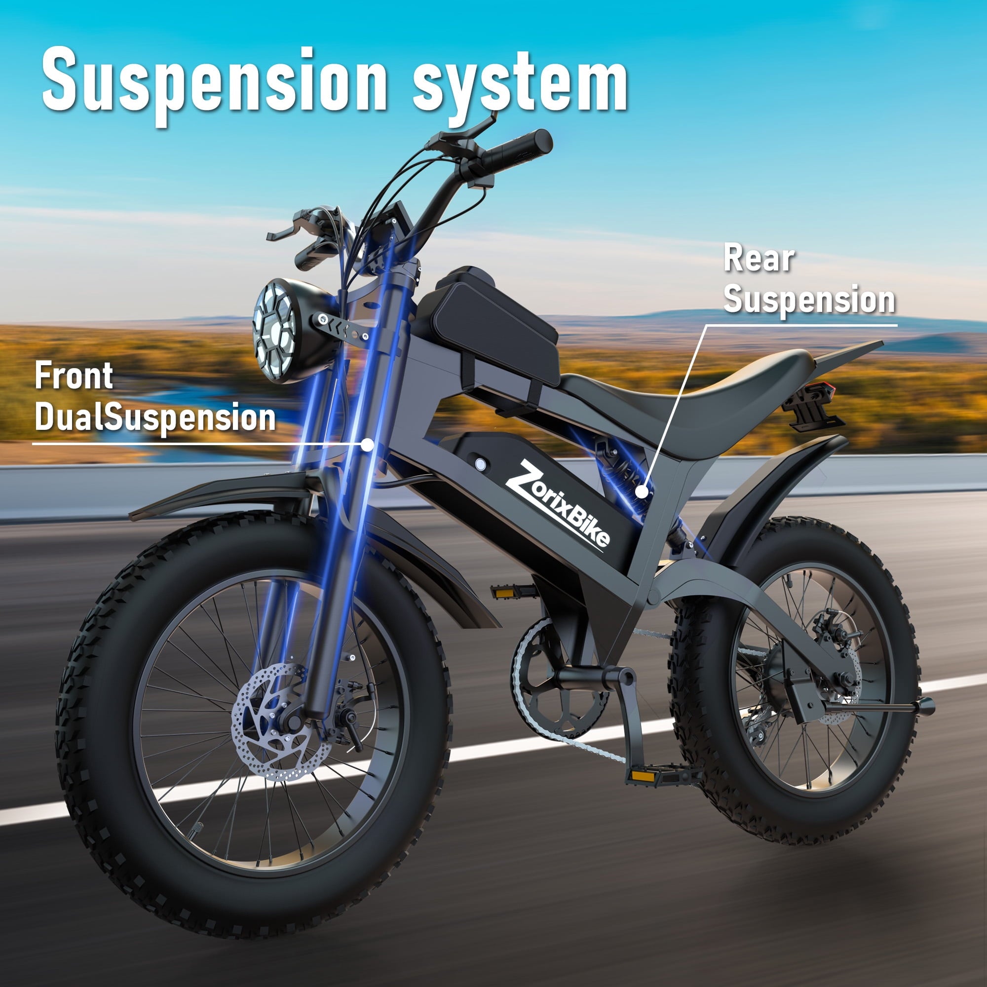 ZorixBike R8 Electric Bike for Adults, 1500W Brushless Motor Ebike, 20x 4 Fat Tire Electric Bicycle, 48V E Mountain Bike UL2849 Electric Bikes