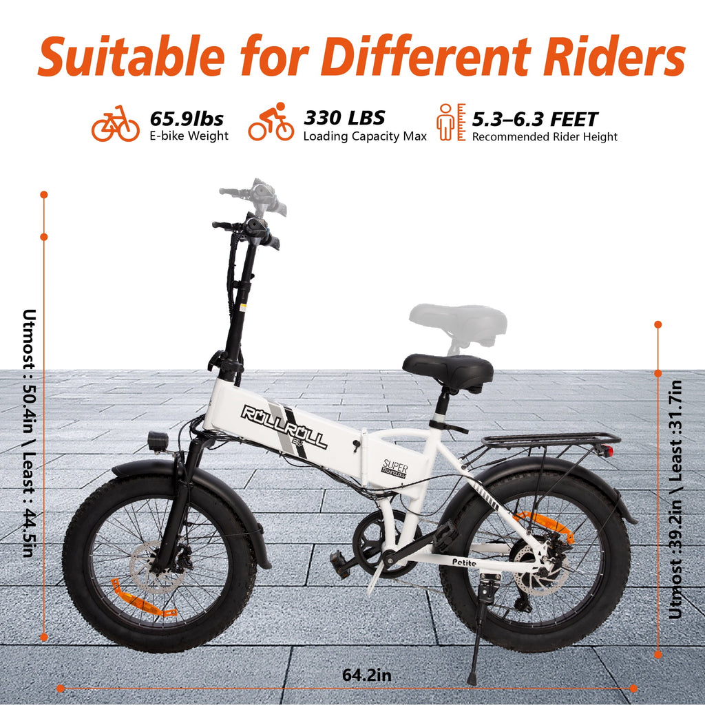 SYX MOTO 20 Fat Tire Electric Bike for Adults, 48V 350W Foldable Ebike with LCD, Max Speed 20MPH, 7 Speed 5 Riding Models, UL2849, Black Electric Bikes