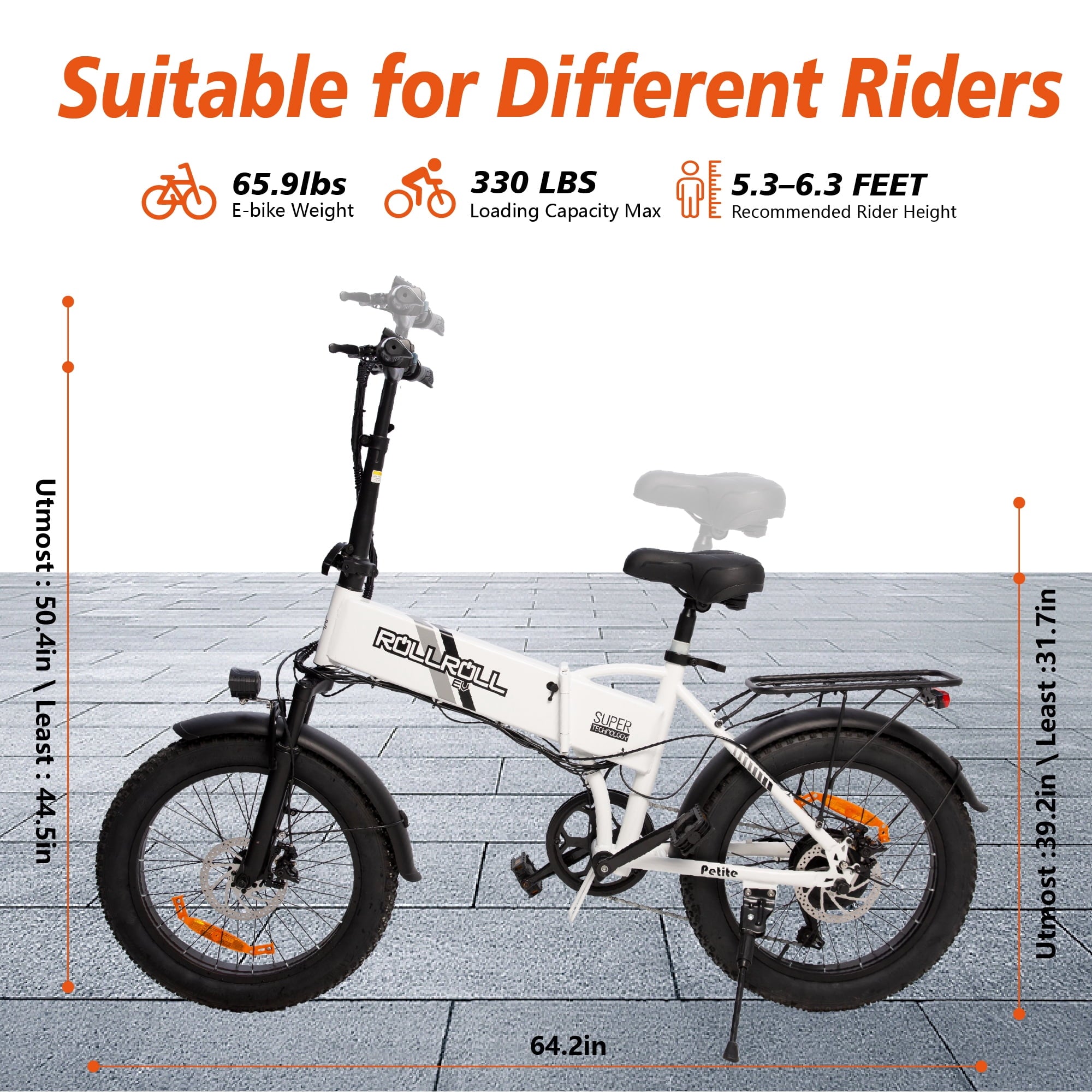 SYX MOTO 20 Fat Tire Electric Bike for Adults, 48V 350W Foldable Ebike with LCD, Max Speed 20MPH, 7 Speed 5 Riding Models, UL2849, Black Electric Bikes