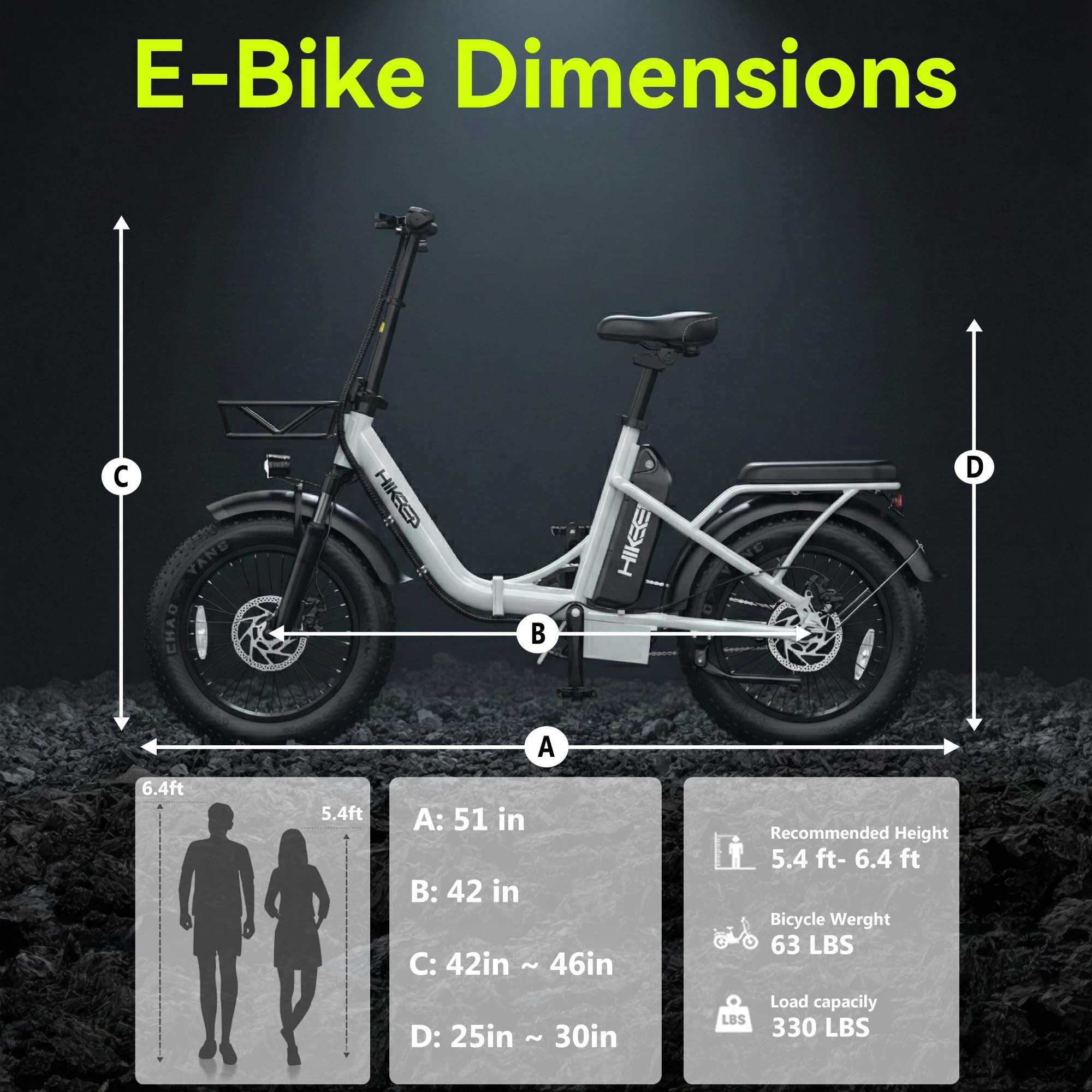 1200W Peak Folding Fat Tire Electric Bike for Adults with Removable 48V 10Ah Lithium Battery, Dual Disc Brakes, UL Certified E-Bike, White Electric Bikes