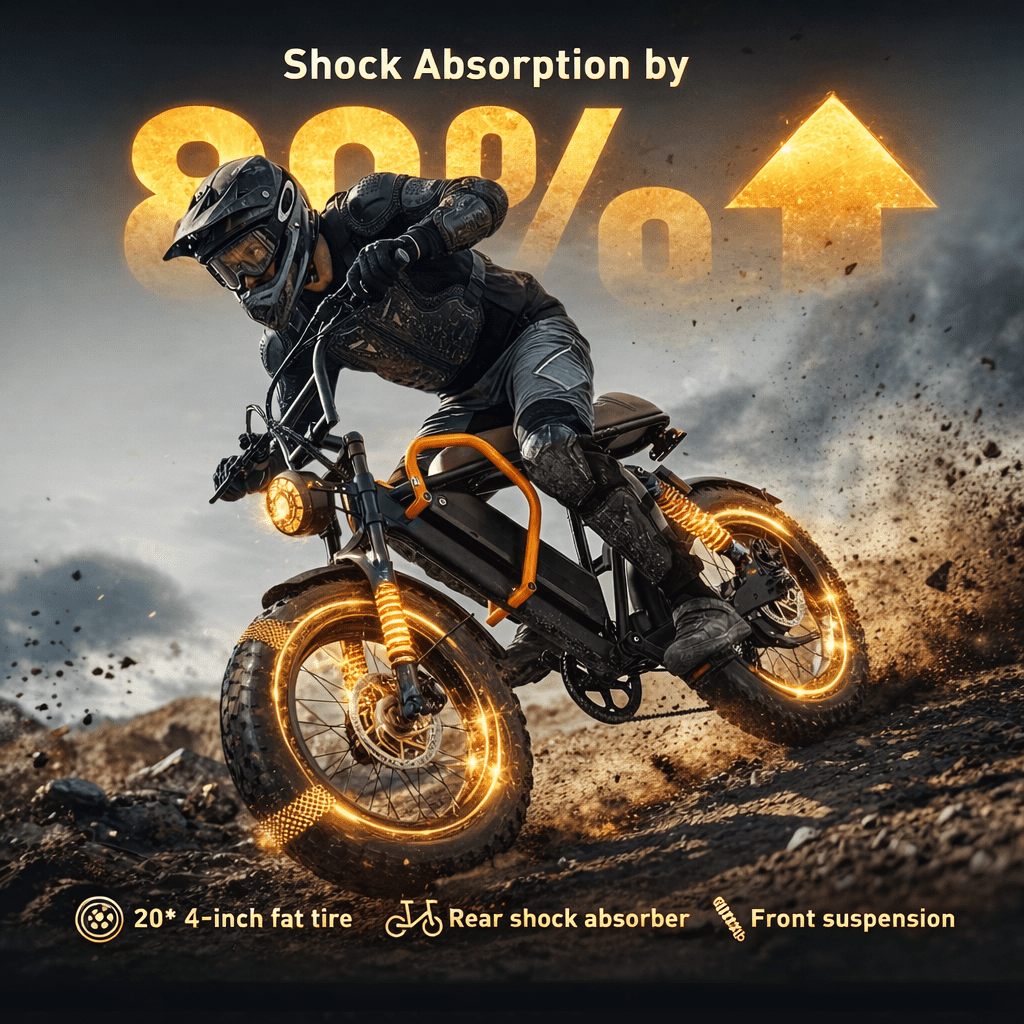 20'' Fat Tire E-Mountain Bicycle for Adults, Peak 750W Motor Electric Bike, 48V 15Ah 30MPH 7-Speed Ebike UL2849 Electric Bikes