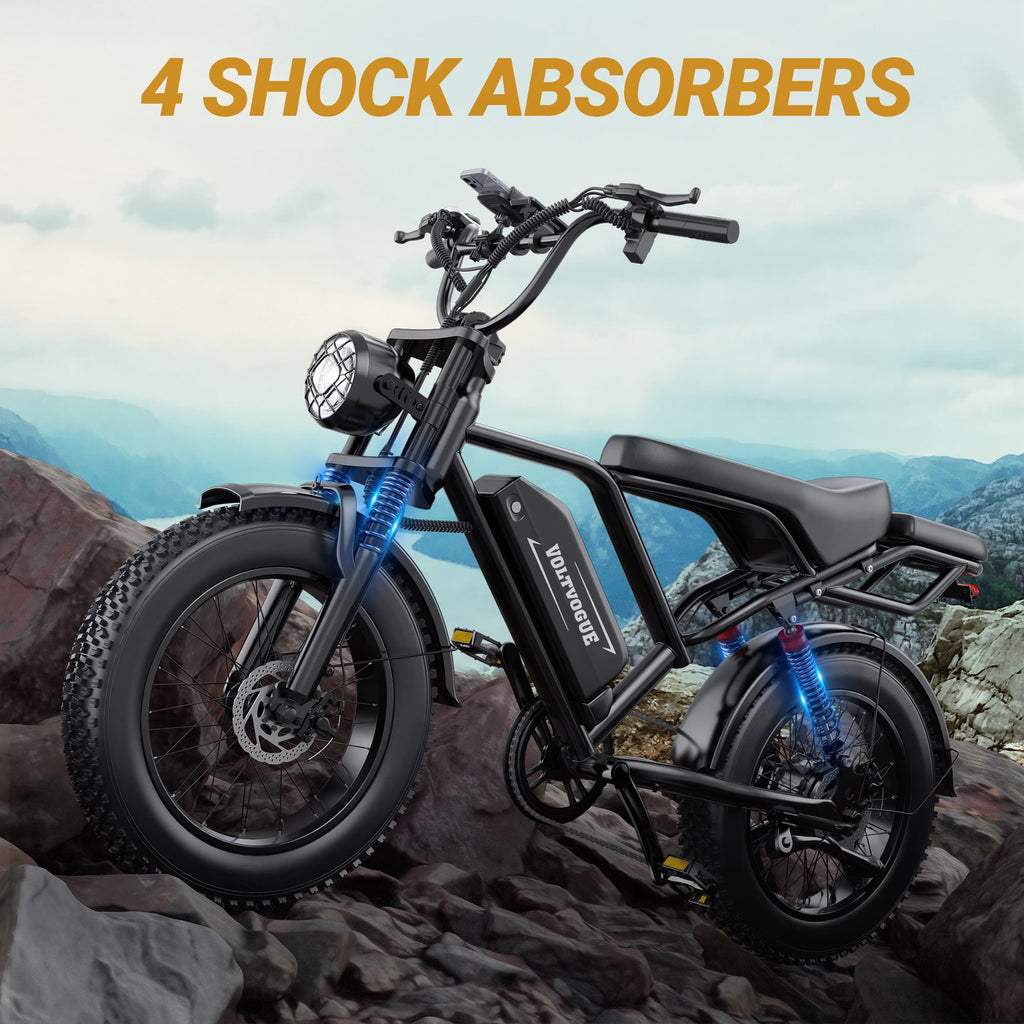 VOLTVOGUE BK-20 Adult Electric Bike, 1500W Brushless Motor, 20 Fat Tire 48V 960Wh Ebike, 31MPH Top Speed Dual Suspension Electric Bikes