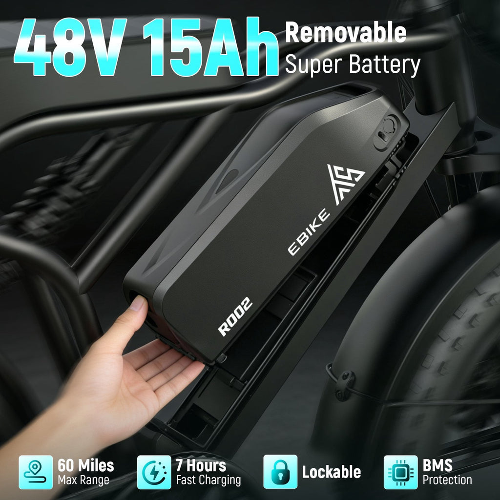 TST Electric Bike for Adults, 750W Motor, 20x4 Fat Tire, 20Mph Speed EBike, Full Suspension E Mountain Bike, 48V/15AH, UL2849 Electric Bikes