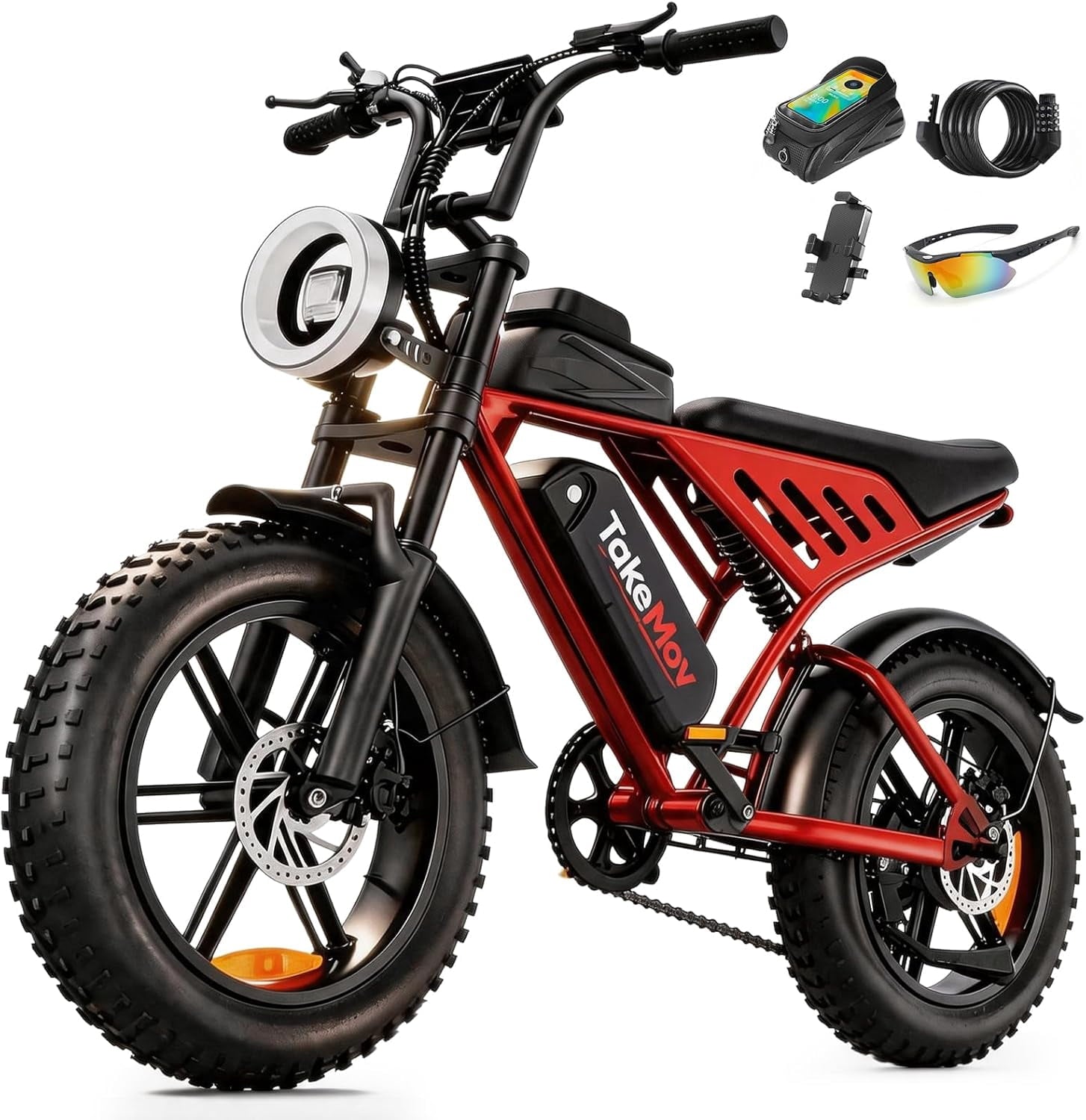 TakeMov Electric Bike for Adults, 750W Peak 1500W Motor, 33MPH & 60 Miles, 20x4 Fat Tire E-Mountain Bike, NFC Unlock, 48V/15AH, UL2849 Certified Electric Bikes