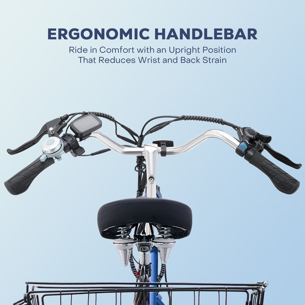 24 7-Speed Folding Electric Tricycle with 350W Motor 36V 13Ah Battery Blue Electric Bikes