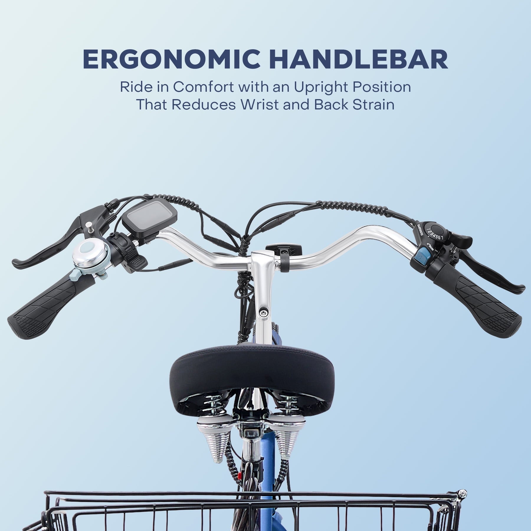 24 7-Speed Folding Electric Tricycle with 350W Motor 36V 13Ah Battery Blue Electric Bikes