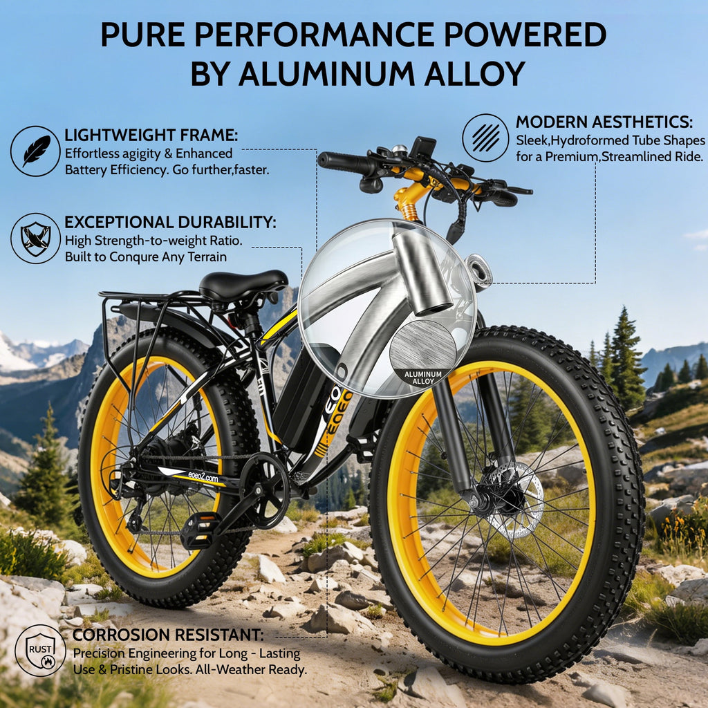 EOEOTWO 1500W Electric Mountain Bike for Adults,48V 15Ah Removable Battery 60Miles Longe Range, 34MPH Fast Cruiser Ebike, 26'' Fat Tire All-Terrain E-Bicycle with LED Display UL2849 Electric Bikes