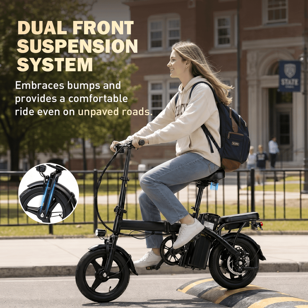 OwnGold Electric Bicycles for Adults,500W Peak Motor 30 Miles 20MPH,14Foldable Commuting Ebike with 432WH Removable Battery,UL2849 Electric Bikes