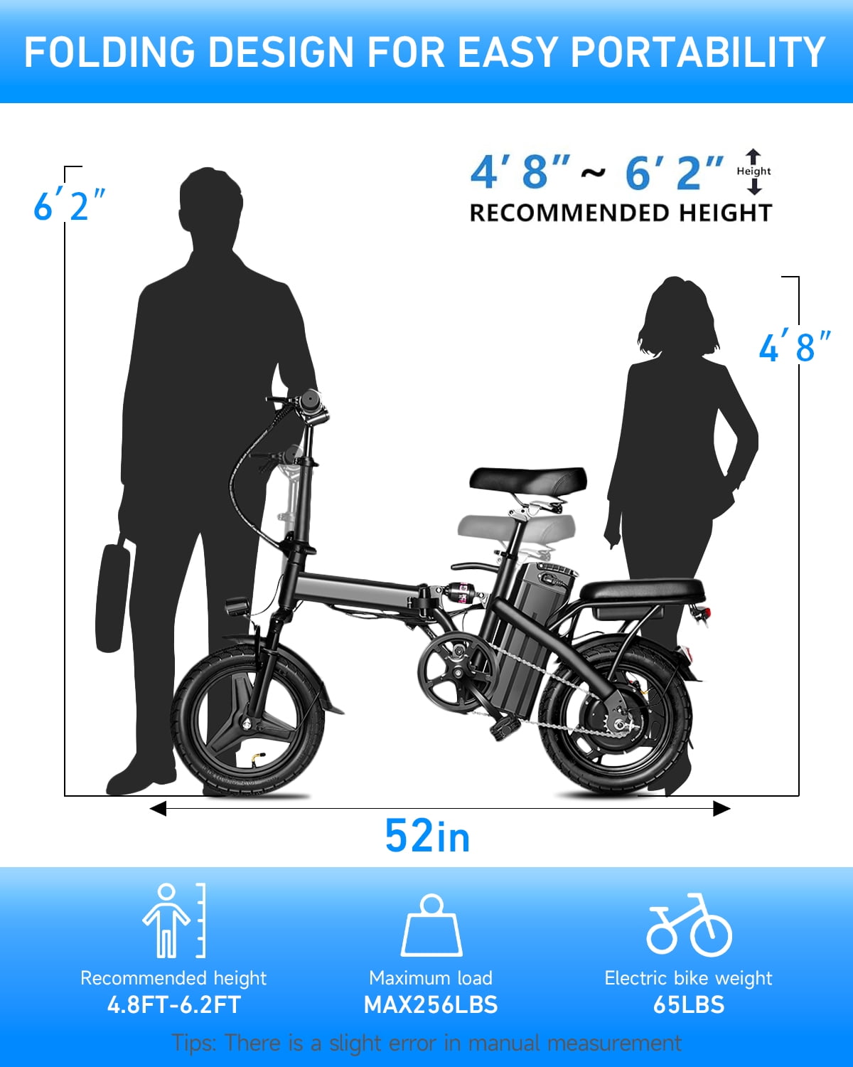 Bycyla Electric Bike for Adults, Ebike,14 Folding Electric Bike 500W Motor,576Wh Built-in Battery 20MPH,20+Miles,Multi-Shock Absorption,Commuter City E-Bike,E Bike with Front Suspension,UL2849 Electric Bikes