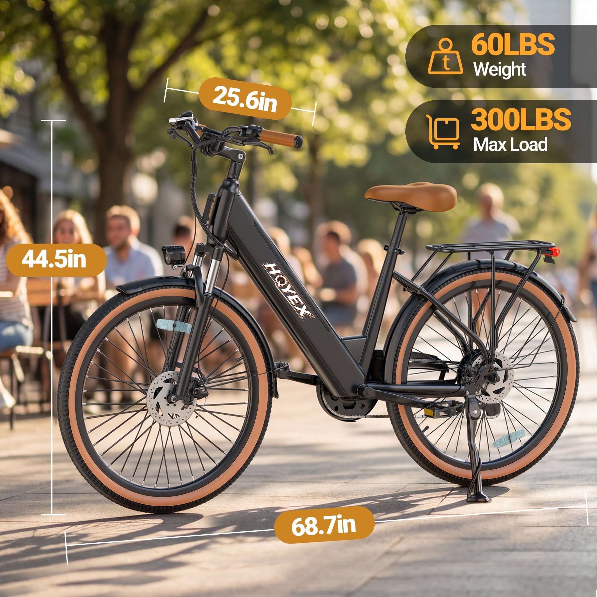 HQYEX HQ26 Electric Bike, 26 Inch Tire 1500W Powerful Brushless Motor Ebike, 48V 11AH Removable Rechargeable Battery, 7-Speed Gear Shift Electric Bicycle, Comfortable City Commuter E Bike for Adults Electric Bikes
