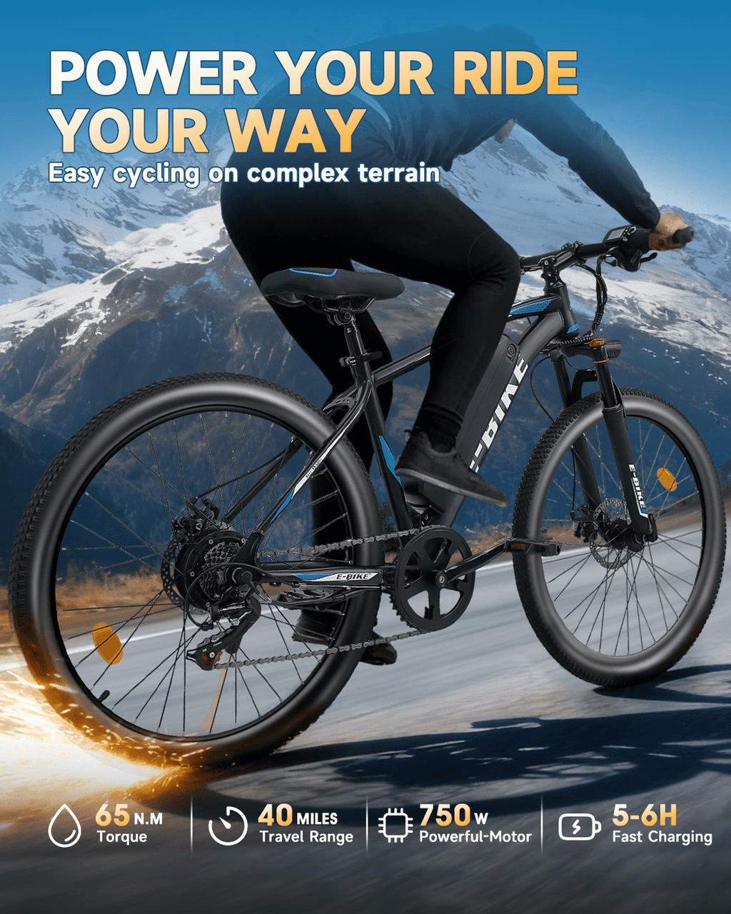Bycyla Electric Bike for Adults,26 Electric Bike,40+ Miles,7-Speed,25Mph Power by 750W(Peak) Motor Mountain Ebike,Full Shock Absorber,Electric Bicycles for Commuting,E-Bike,UL 2849 Electric Bikes