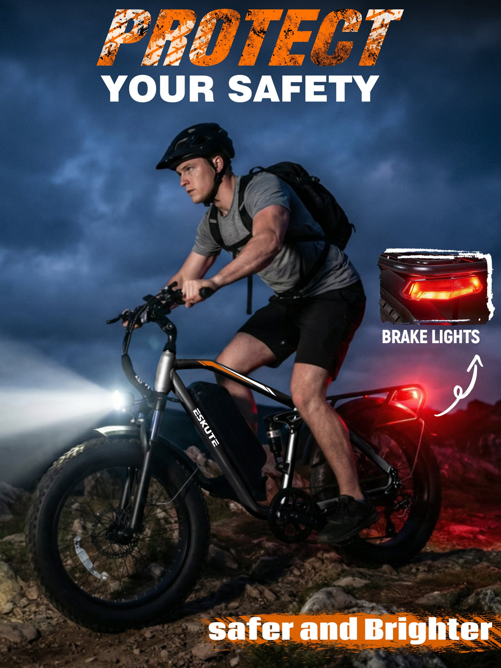 ESKUTE M300F Full Suspension Electric Bike, 20 Fat Tire Ebike, 48V 20.8Ah Removable Battery, 1200W Peak Motor, 7-Speed, Up to 80 Miles, Black, UL2849 Electric Bikes