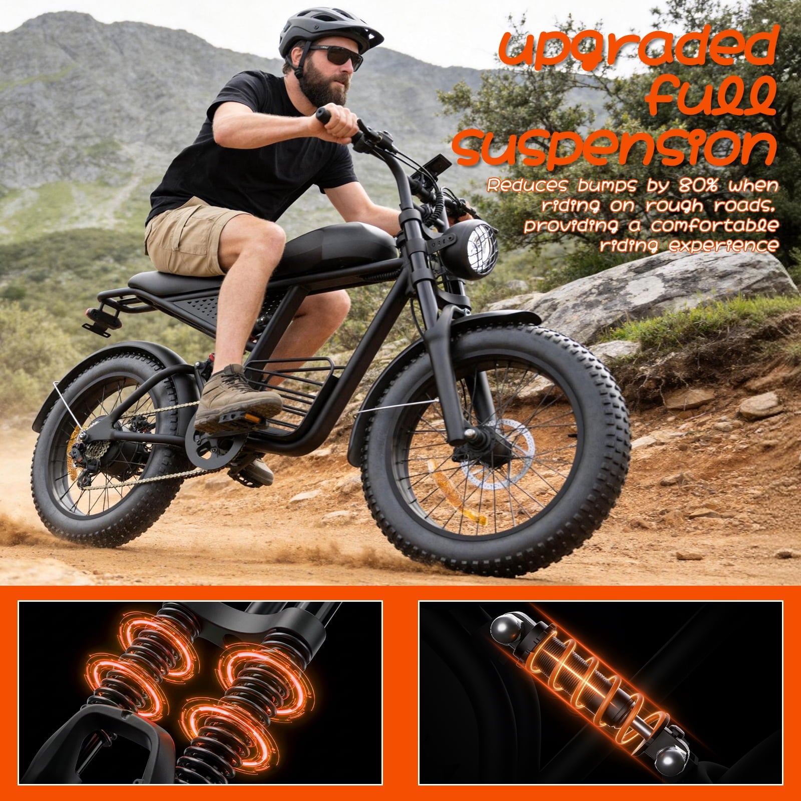 Electric Bike for Adults,750W Motor 1000W Peak,Top Speed 30MPH, Max 55miles,20×4.0 Fat Tires,48V 16.8Ah Battery,UL 2849,Fit for 18+ Electric Bikes