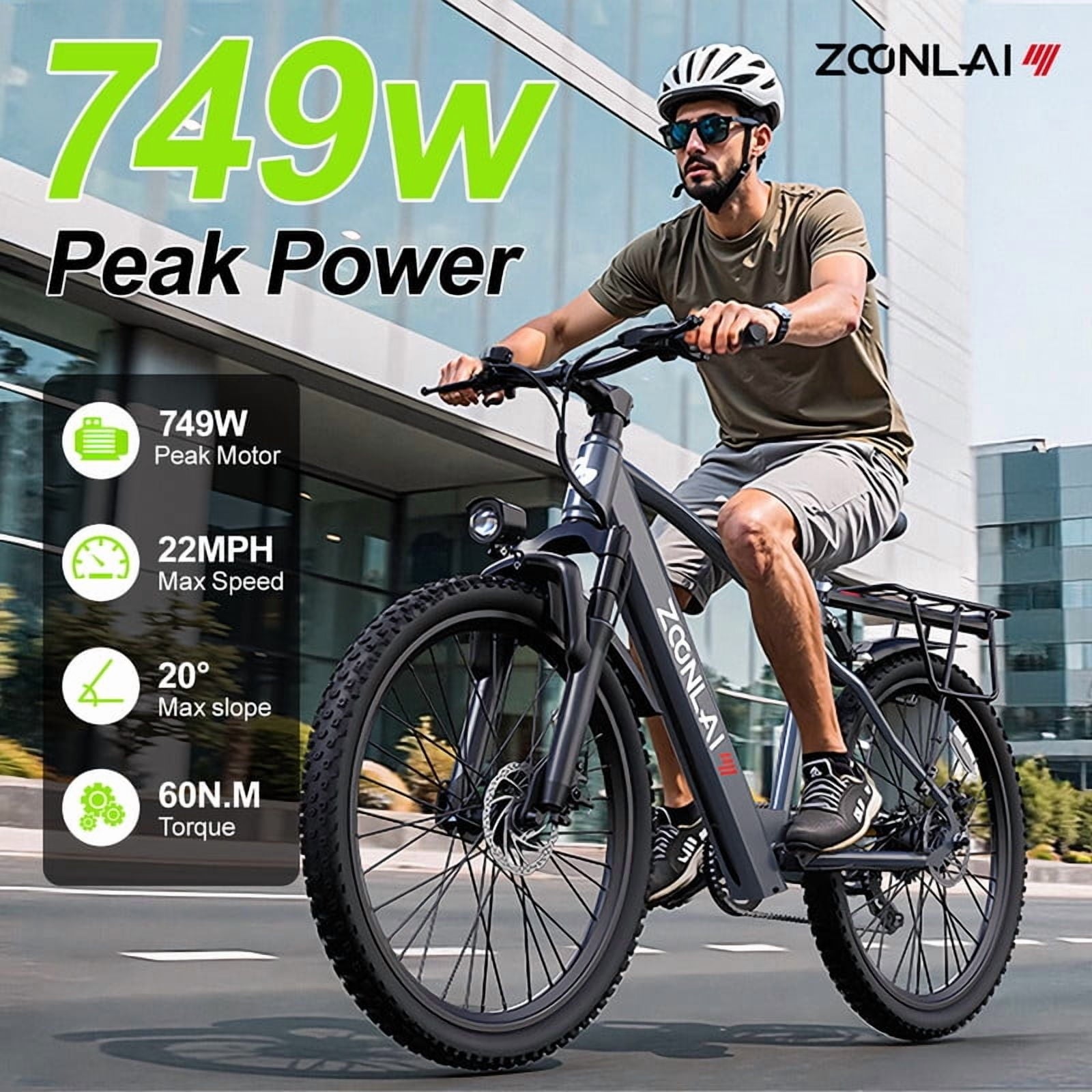 26 Electric Bike for Adults, 749W Motor, 22MPH, 40 Miles Range, 7-Speed Commuter City E-Bike Electric Bikes
