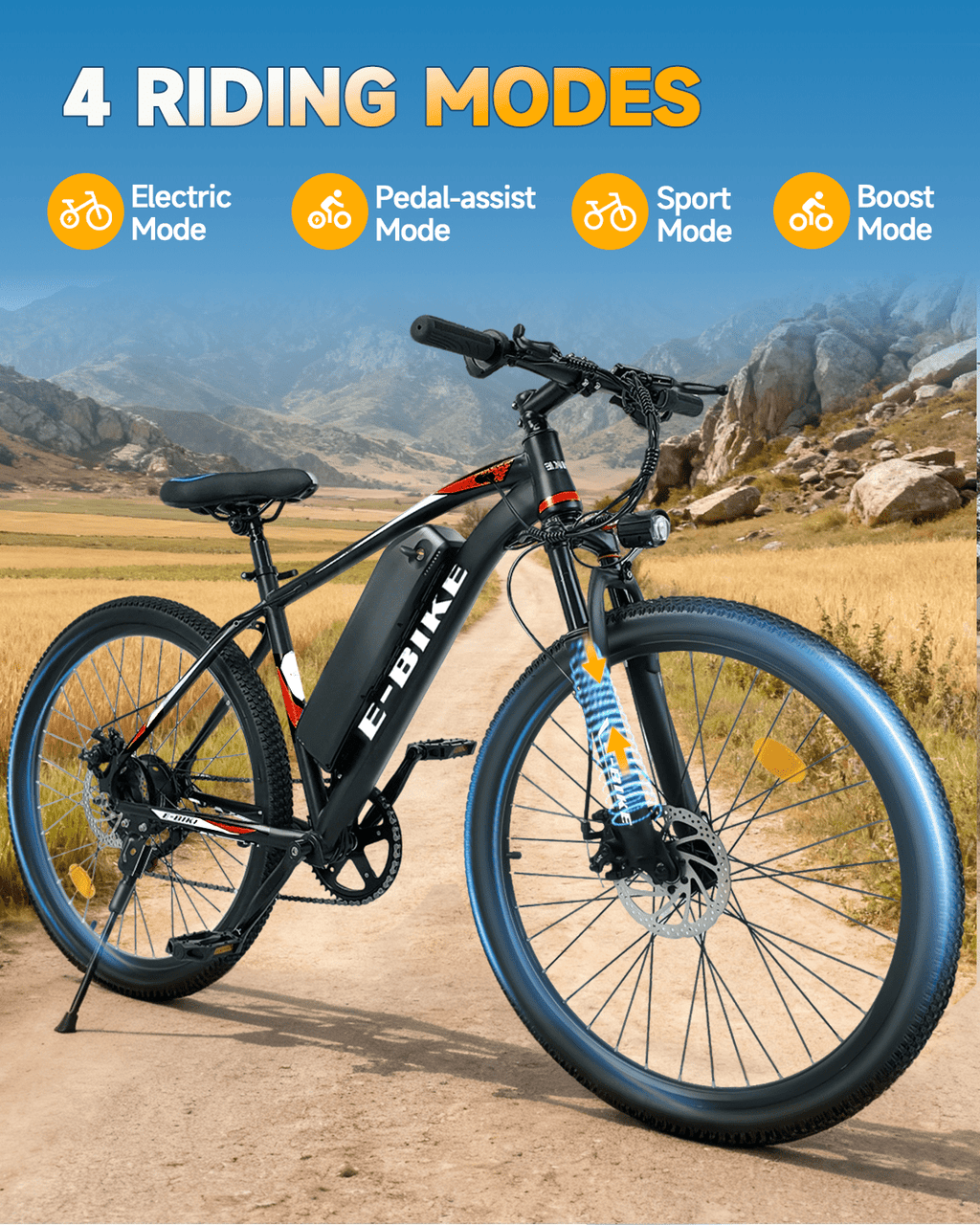 Bycyla Electric Bike for Adults,26 Electric Bike,40+ Miles,7-Speed,25Mph Power by 750W(Peak) Motor Mountain Ebike,Full Shock Absorber,Electric Bicycles for Commuting,E-Bike,UL 2849 Electric Bikes