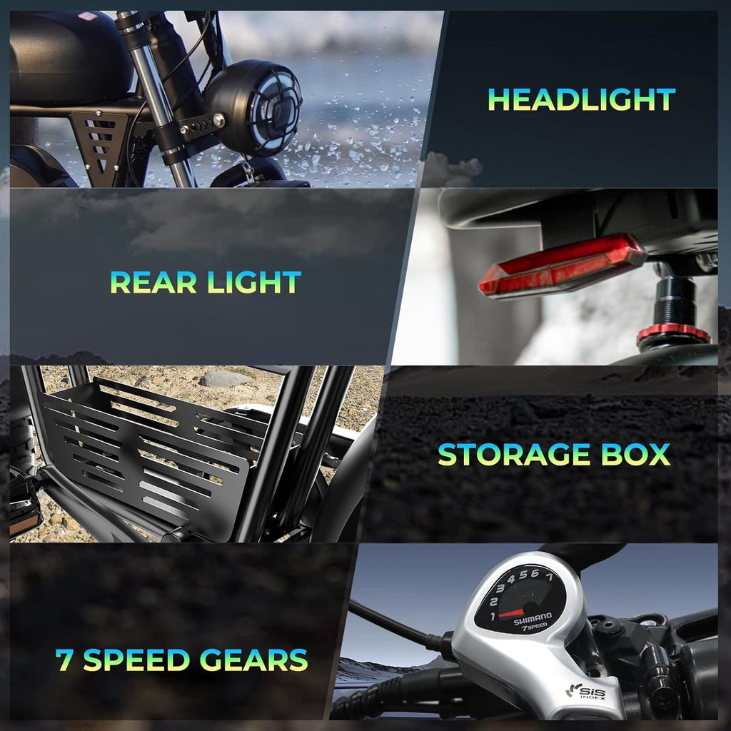 T73 Max Electric Bike for Adults, 48V 36Ah Large Battery, 1500W Powerful Motor 33MPH, 20×4 Fat Tire E-Mountain Bike Off-Road, UL2849 Electric Bicycle Electric Bikes