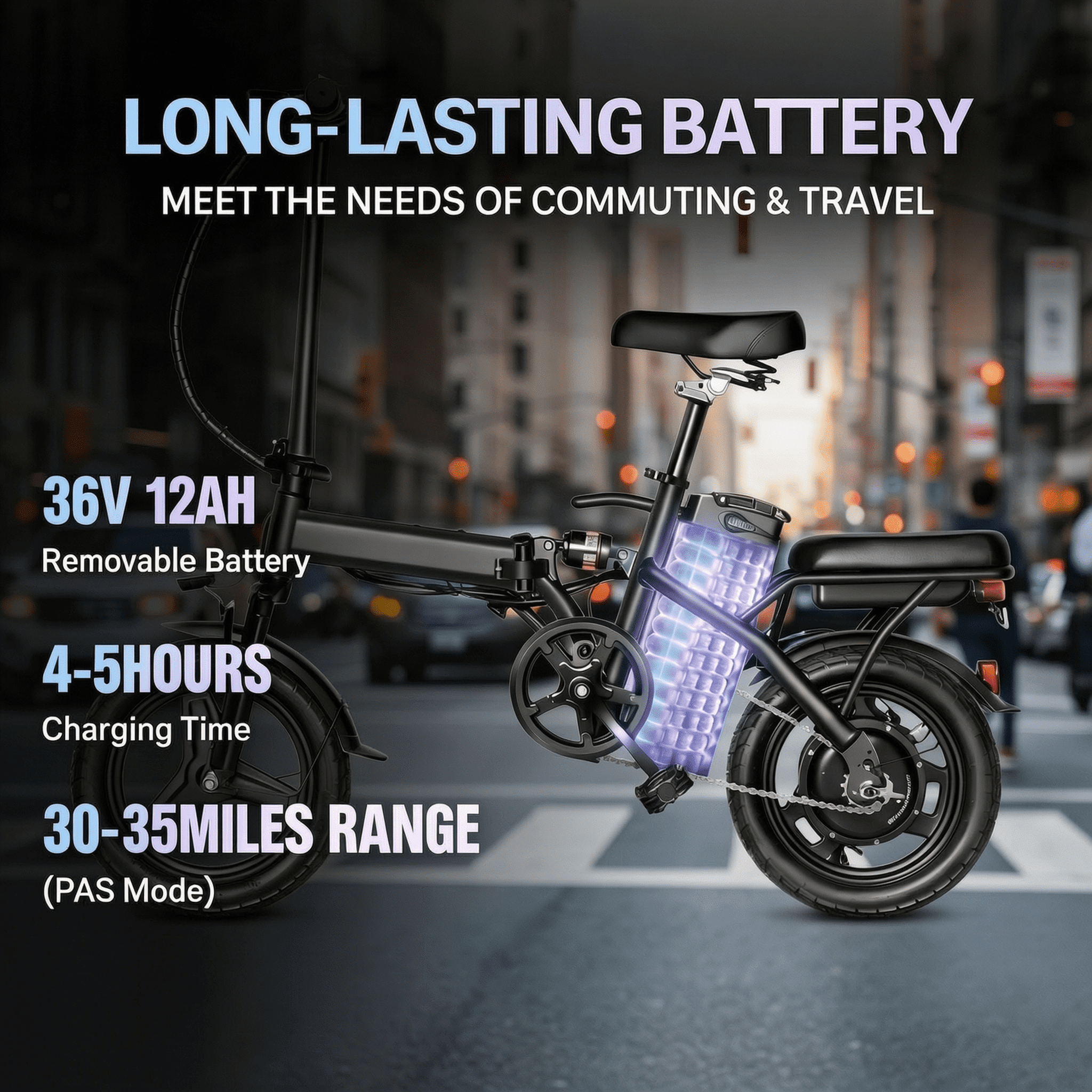 14 Electric Bike for Adults & Teens 14+,500W Motor Folding Ebike, 20MPH & 18-32 Miles Range,Removable 36V12Ah Battery,Rear Disc Brake&Rear Seat,Commuting/City E-Bike.UL2849 Electric Bikes