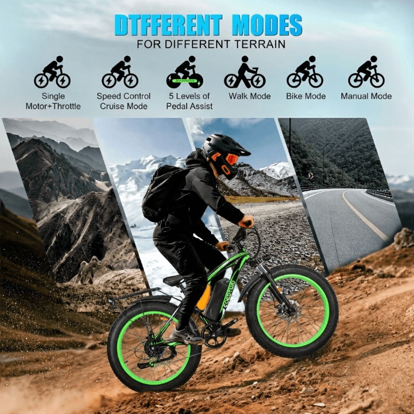 EOEOTWO 26 Fat Tire Electric Bike for Adults, 1500W Peak Motor, 48V 20Ah Battery Mountain Bike, 30 MPH Top Speed, Front Suspension & Dual Disc Brakes, 330 lbs Max Load All-Terrain E-Bike UL 2849 Electric Bikes