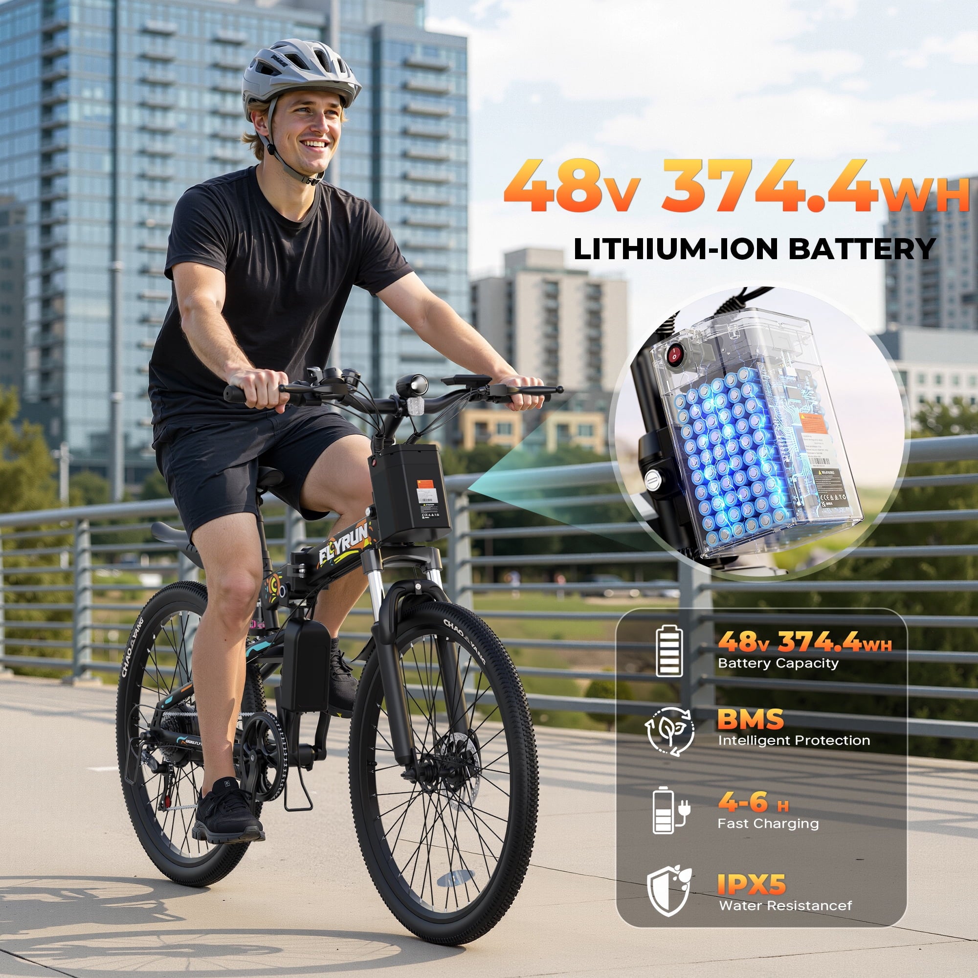 FLYRUN 26 Electric Bike for Adults,Folding Ebike with Peak 750W Motor,48V 374.4Wh Removable Battery,LCD Display,up to 20 mph,UL2849 Electric Bikes