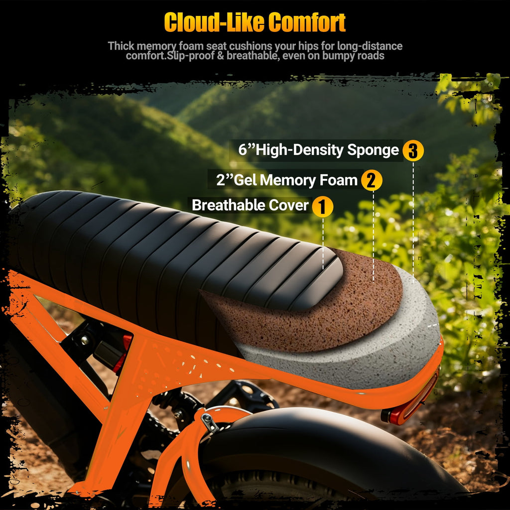 ESKUTE Electric Orange Bike for Adults – 500W Motor 48V 13Ah Battery, 19MPH, 16x4.0 Fat Tire E-Moped, 7-Speed, Up to 60 Miles, Commuter E-Bike for Adul UL2849 Electric Bikes